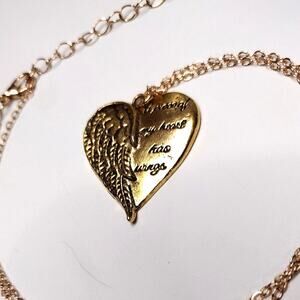 Heart Wings Necklace Funeral Passed On Christmas Birthday Mourning Gift Gold NEW